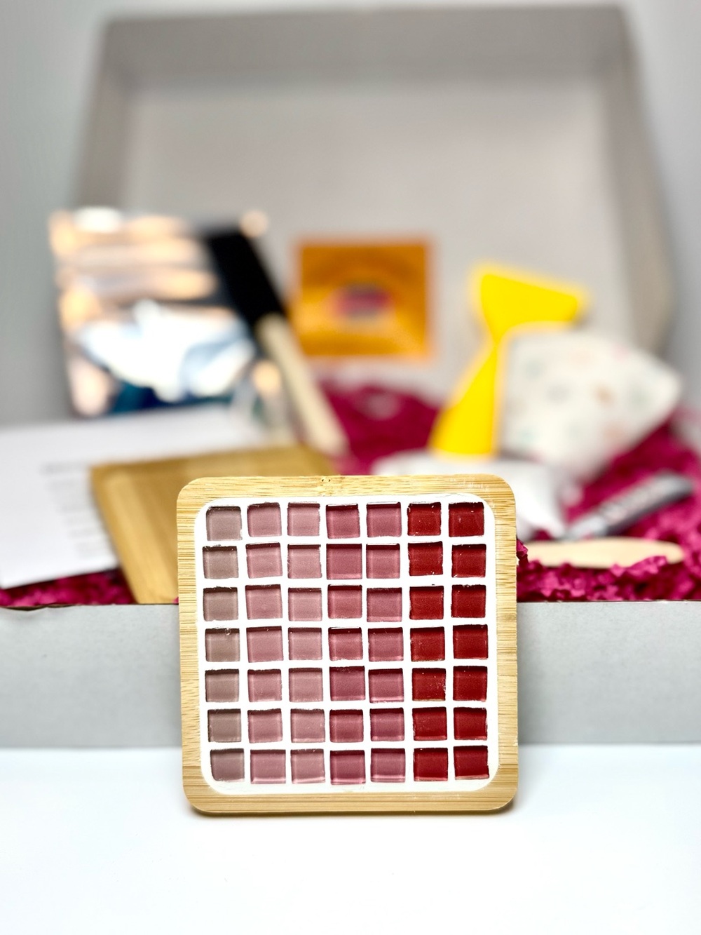 DIY Mosaic Tile Coaster Making Kit- Pink Ombré